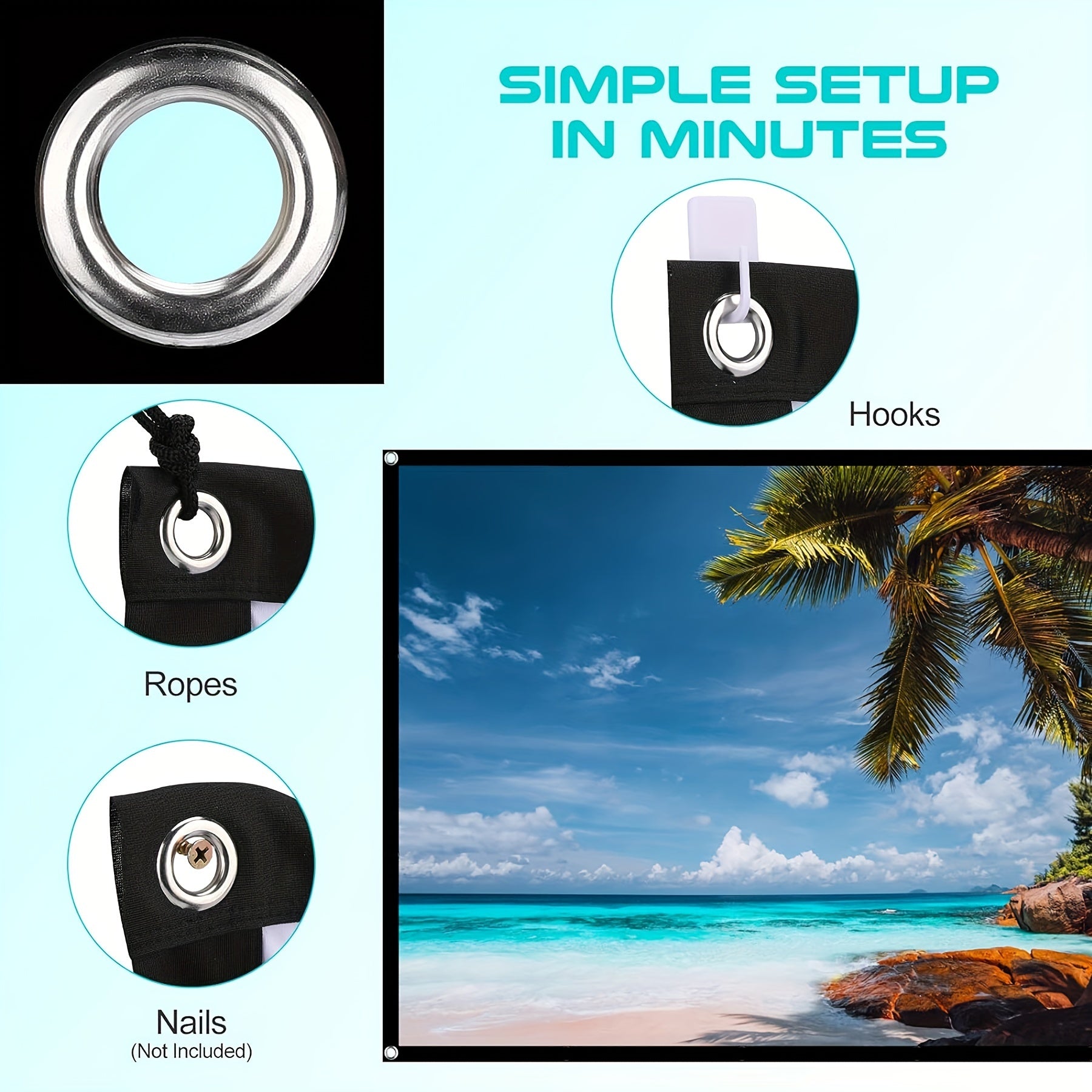 100-Inch 16:9 HD 3D Compatible Indoor Outdoor Projection Screen Polyester