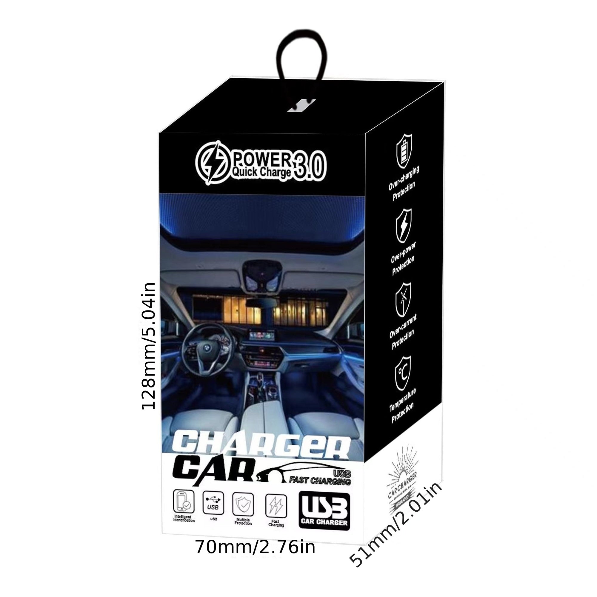 Universal 90W 3-port avtomobil zaryadlovchi tez zaryadlash adapteri telefonlar uchun