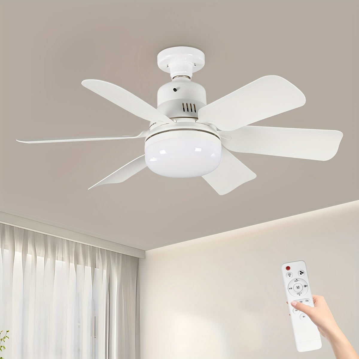 LED Ceiling Fan with Remote Control, Adjustable Lighting and Wind, E26/E27 Compatible, for Living Room Bedroom Kitchen