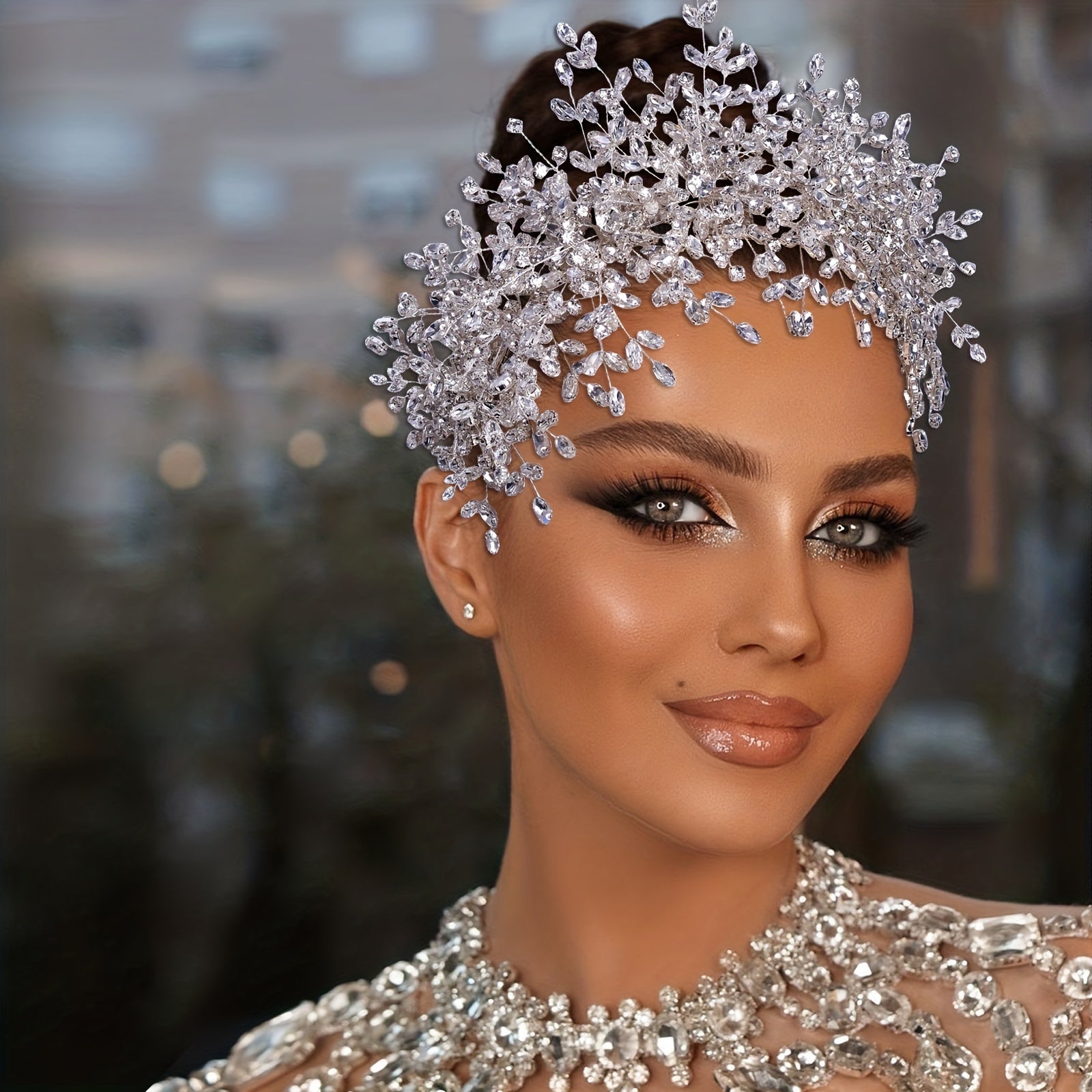 Elegant Snow Queen Headpiece for Brides Rhinestone Crown Accessories