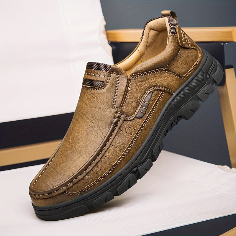 Men's Slip On Loafer Shoes Durable Non-Slip Casual Outdoor Rubber PU All-Season