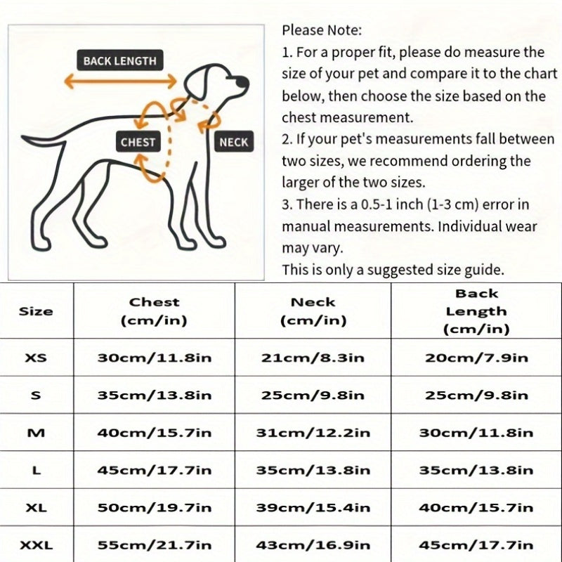 Pet Dog and Cat Jumpsuit Thermal Fleece Adjustable Chest All-Season Small Medium Large