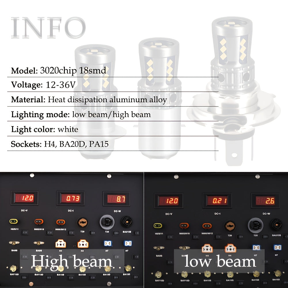 Mototsikl LED farasi H4 yuqori va past chiroq oq 12V tuman chirog'i