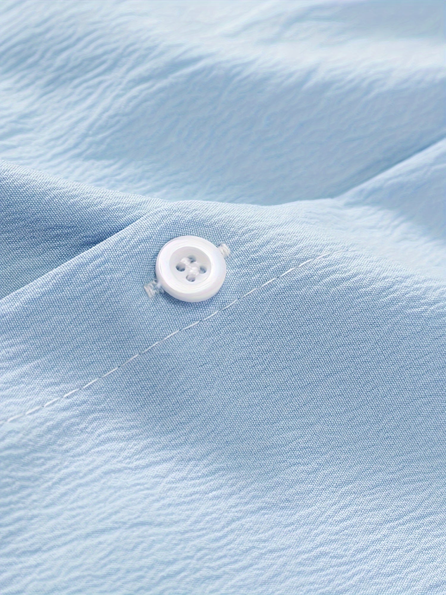 Erkaklar uchun engil ko'k tasodifiy qisqa yengli turli ko'ylak - yozgi zaruriyat, polyester aralashmasi, mashinada yuvish mumkin, KATTA O'LCHAM