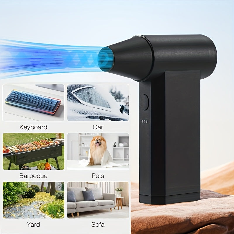 Ручной электрический воздушный насос с оборотами 150 000 об/мин, аккумулятором и совместимостью с USB для сушки волос, уборки снега и электростатического осаждения