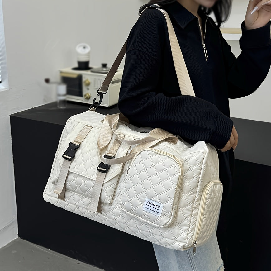 Durable Nylon Travel Duffle Bag for Overnight Trips in Gray Pink Purple Black