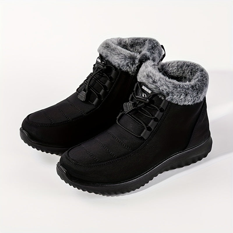 Women's Warm Faux Leather High-Top Boots With Plush Lining