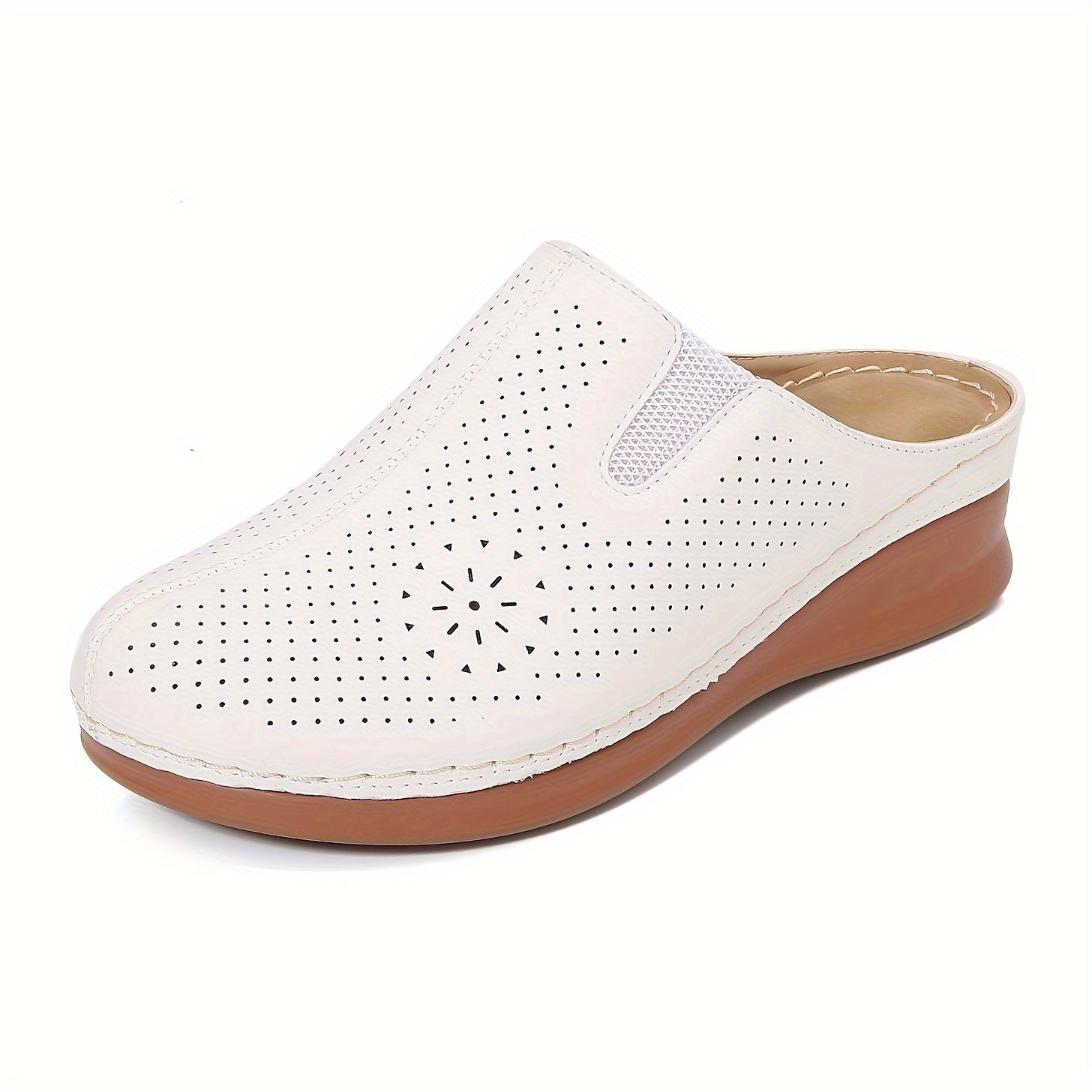 Women’s Perforated Wedge Mule Slide Sandals Casual Summer Outdoor Shoes