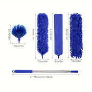 5 ta elektrostatik chang tozalash asboblari to'plami, 280.42 sm cho'ziladigan tayoq bilan - shiftlar kabi yuqori joylarni tozalash uchun egri qush patlari tozalagichi, batareyalar kerak emas