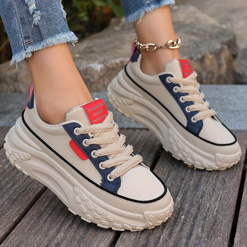 Women's Fashion Sneakers Chunky Platform Low Top Casual Shoes Rubber Sole