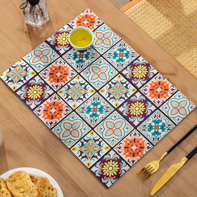 Rang-barang plitka naqshli oshxona mato, stol usti uchun, sirg‘almas, yutuvchi, issiqlik izolyatsiyasi, tez quriydi, idish-tovoq uchun mos