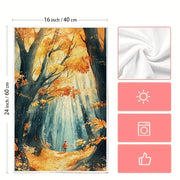 Set of 2 Autumn Forest Kitchen Towels 40x60cm High Absorption Machine Washable
