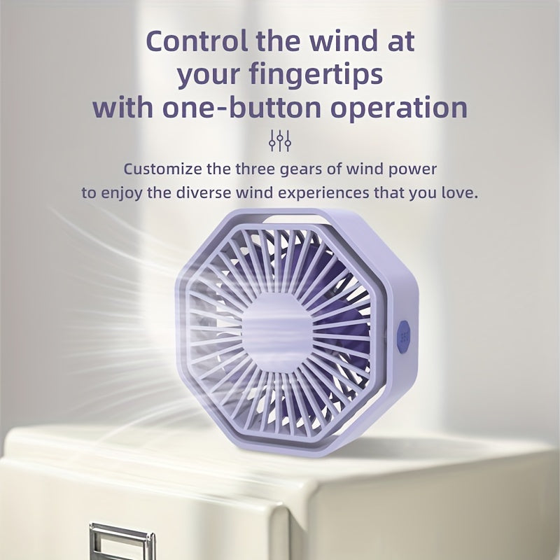 2024 USB Hexagonal Fan Portable Desktop Fan with Adjustable Speed and Manual Rotation