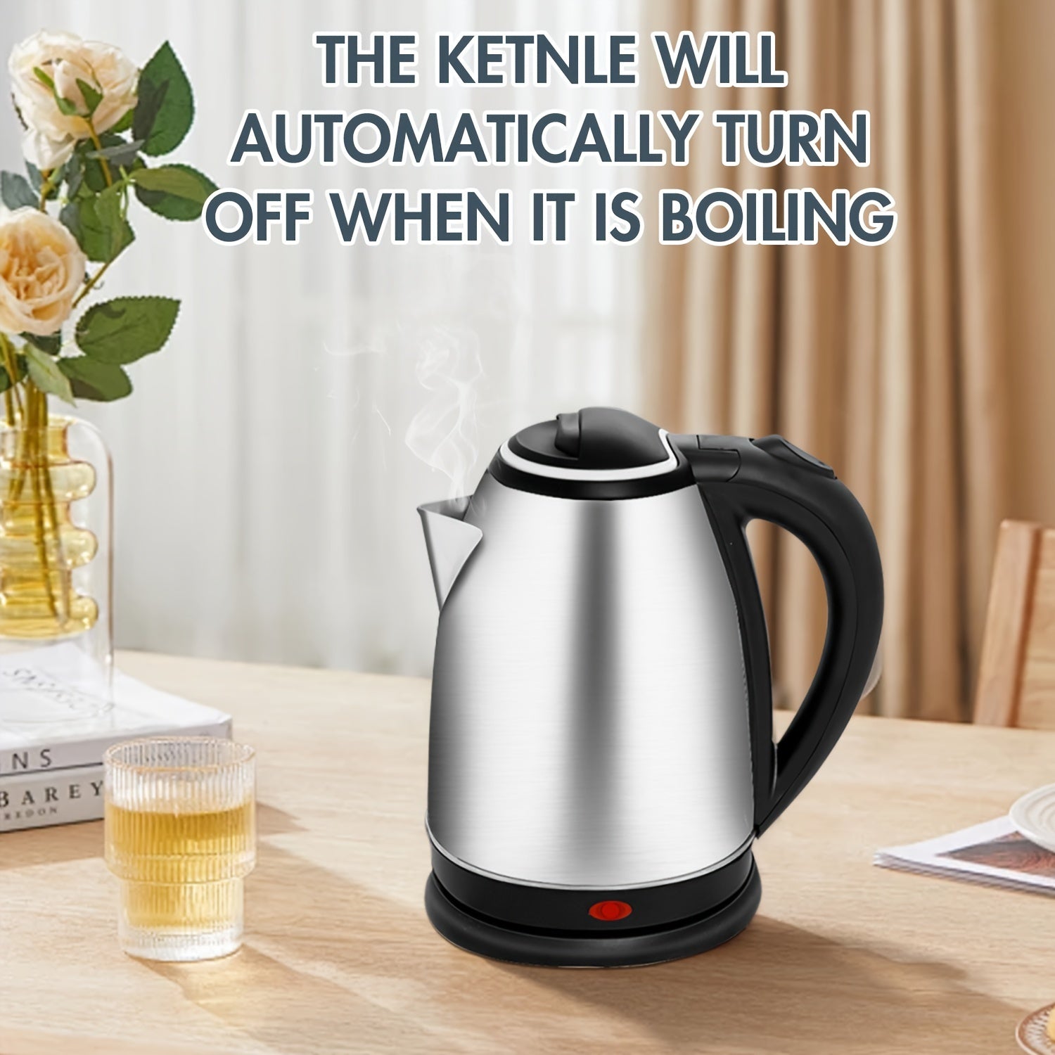 Stainless Steel Electric Kettle 1.7L Auto Shut-Off va tez qaynash bilan