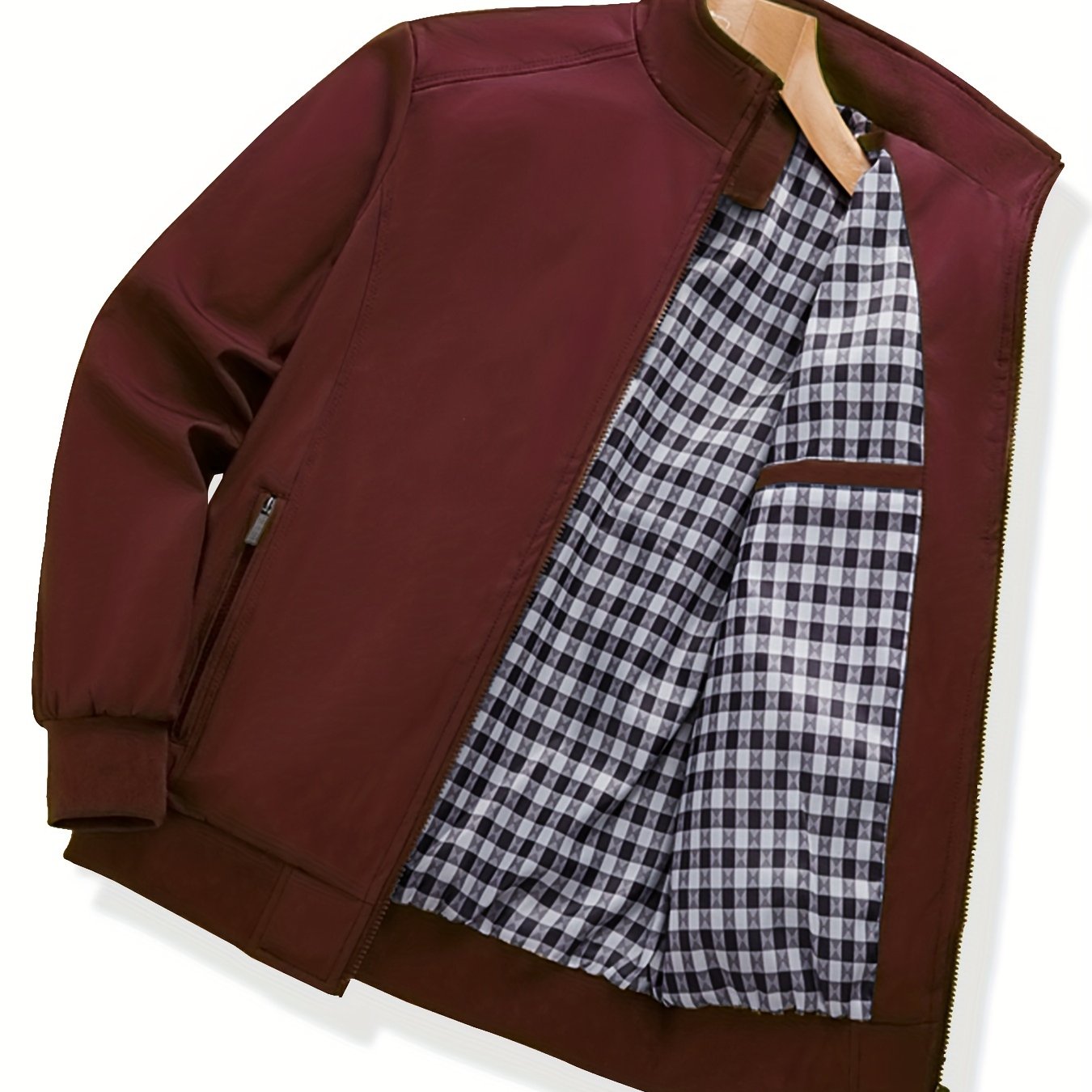 Erkaklar uchun engil shamol o'tkazmaydigan jakket, mustahkam kulrang rangda, tekis cho'ntak bilan - tasodifiy zip-up, turli xil yeng bilan, polyesterdan tayyorlangan - bahor va kuz uchun ideal