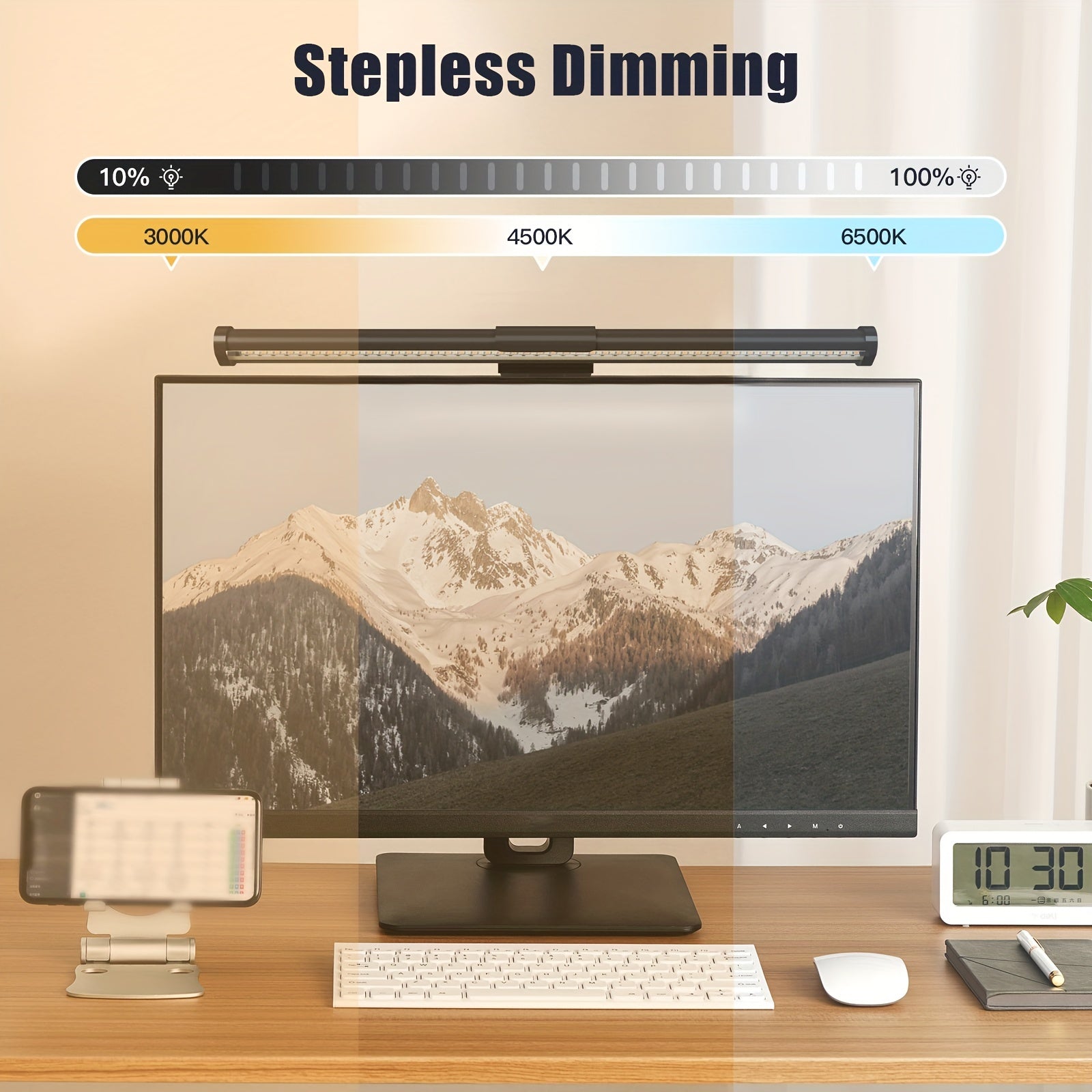 USB Powered Monitor Light Bar with Dimmable 92 LEDs Adjustable Color Temperature 3000-6500K