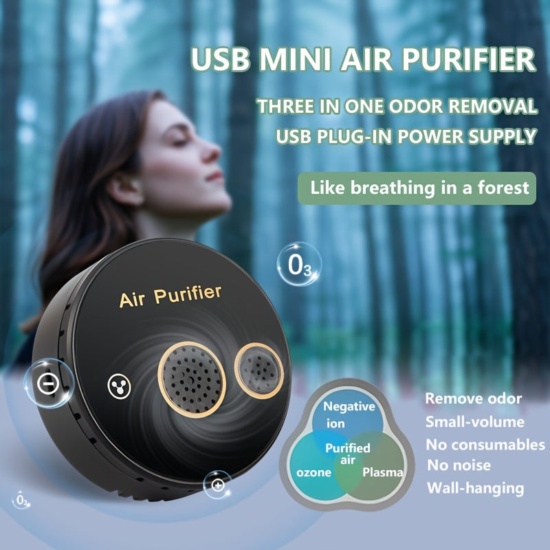 Compact Dual Core USB Air Purifier For Bedroom Car Odor Dust Removal