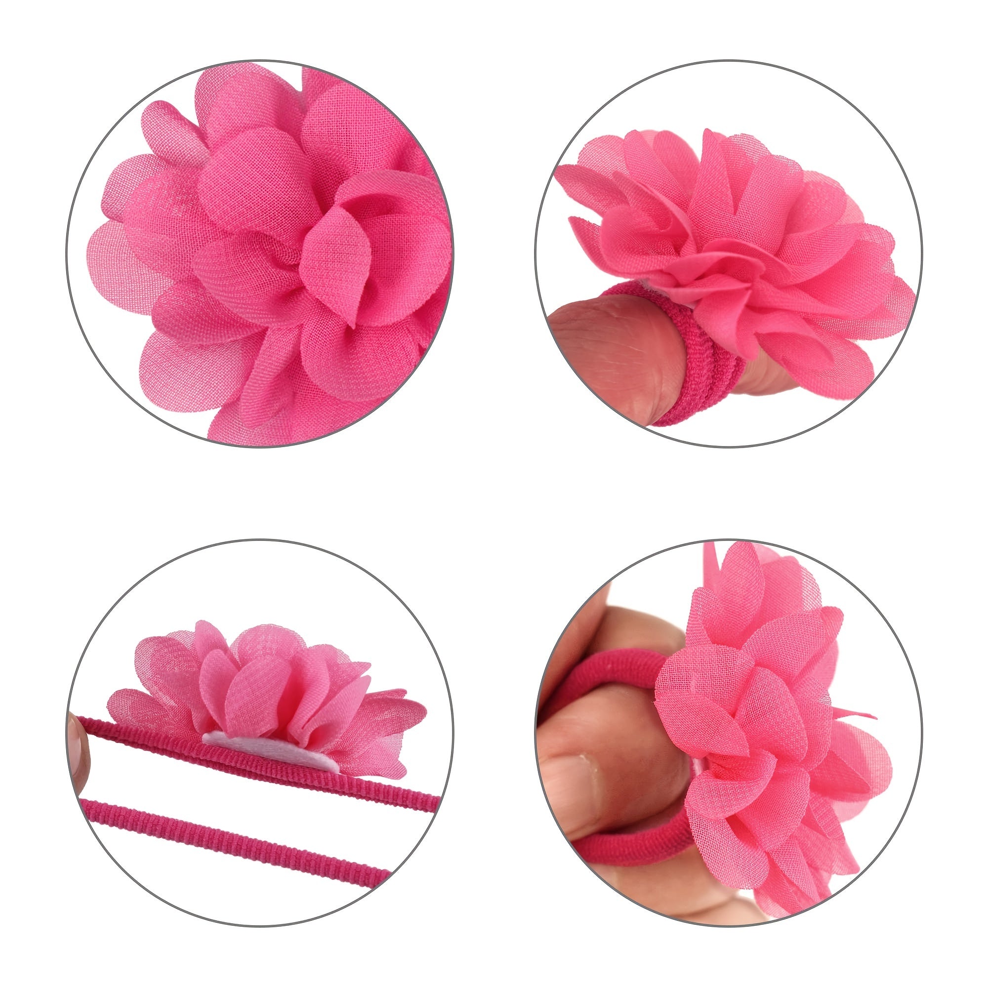 Elastic Ponytail Holders with Chiffon Flower Hair Ties for Women and Girls