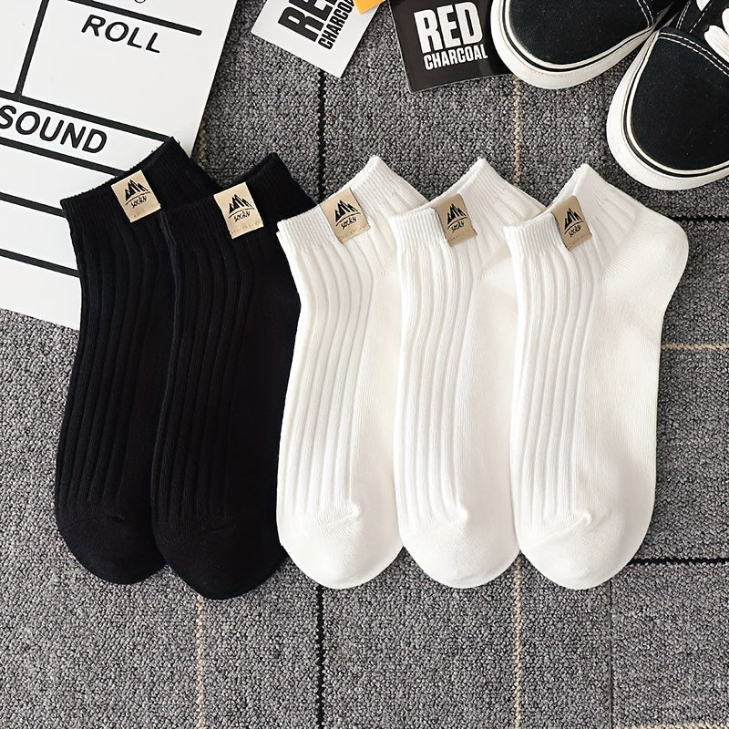 Pack of 5 Women’s Low Ankle Socks Solid Knit Polyester Elastane