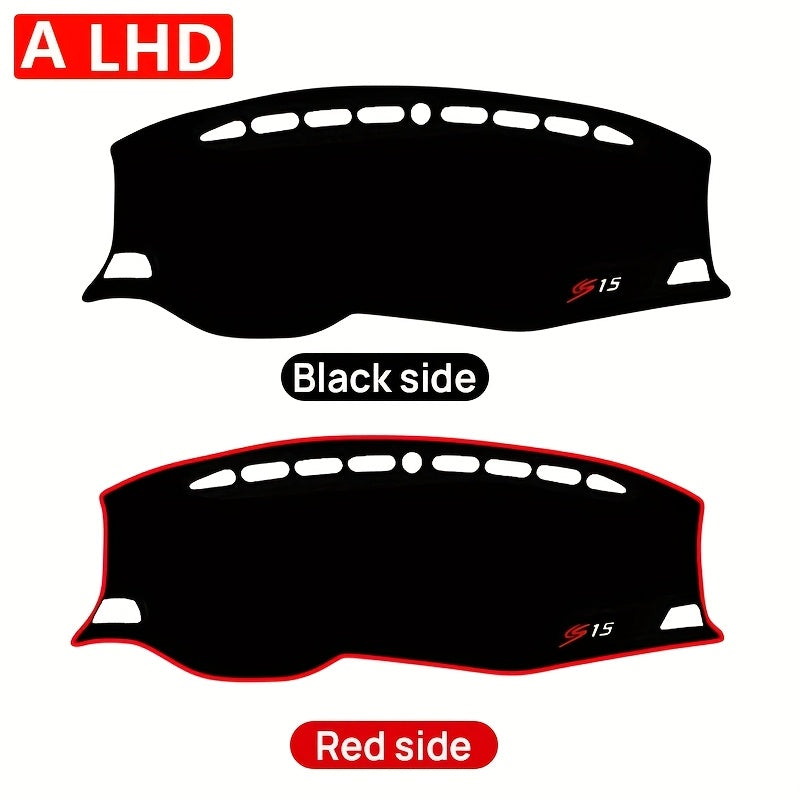 Universal Car Dashboard Cover Anti-UV Sun Shade Non-Slip Black Red Logo