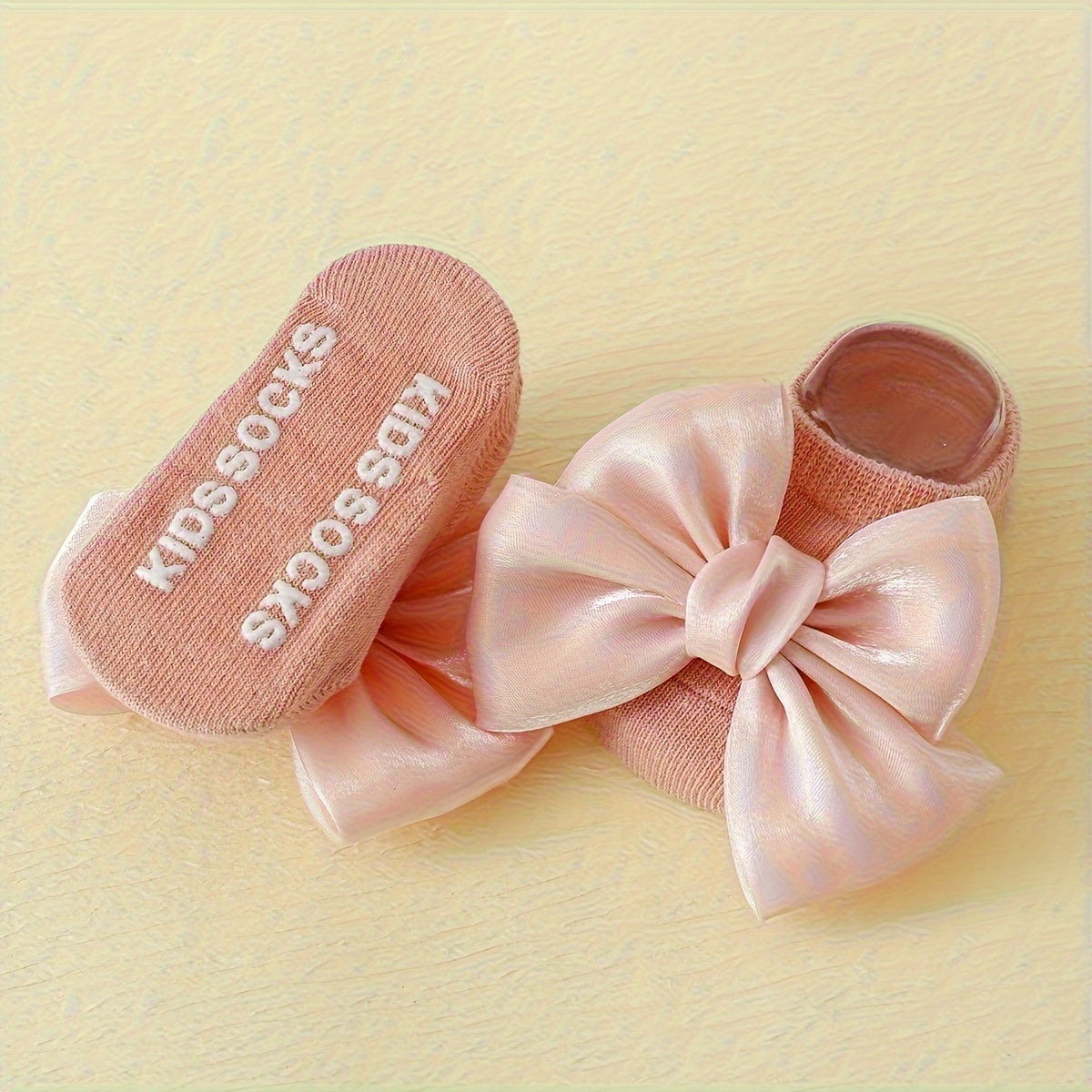 Kids Non-Slip Cotton Blend Socks with Bowknot 4-Pack All-Season