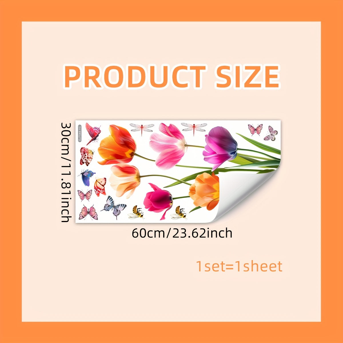 Vibrant Tulip Window Cling Dual-Sided Electrostatic Glass Decal for Home Office Decor