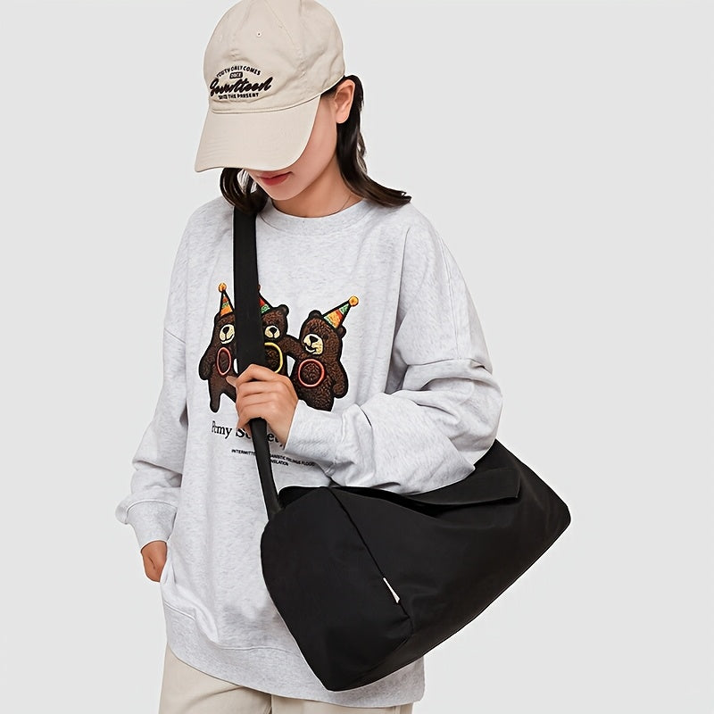 Unisex Nylon Gym Bag with Wet Dry Separation Trolley Sleeve Hand Washable Red Black Beige Green Purple