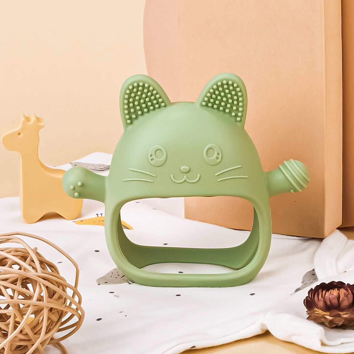 Chiroyli Silikon quyon tishlagich qoʻllari bolalar uchun, toksik emas, yumshoq chaynash o'yinchoqi