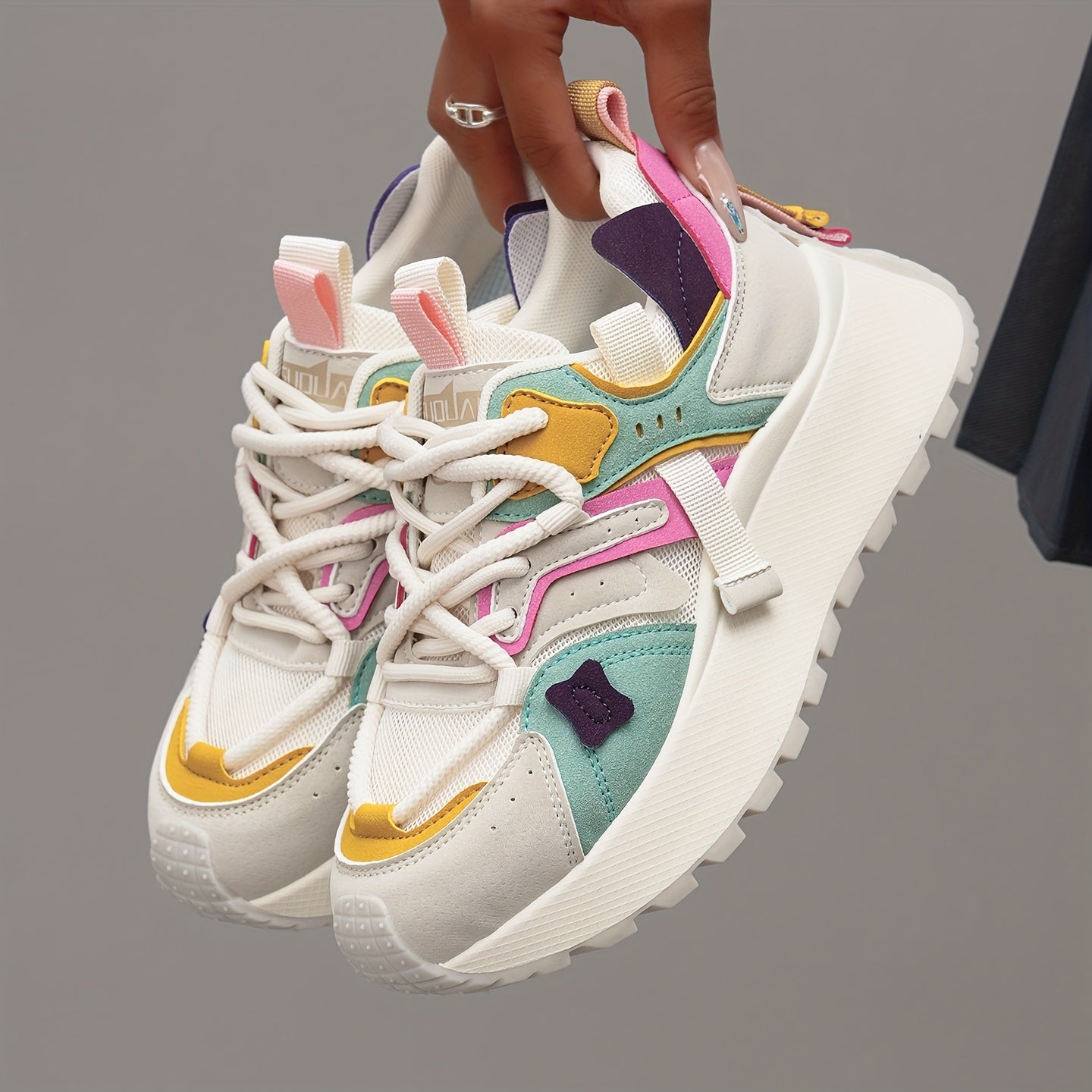 Women’s Mesh Casual Sneakers, Breathable Comfort, Color Block Design