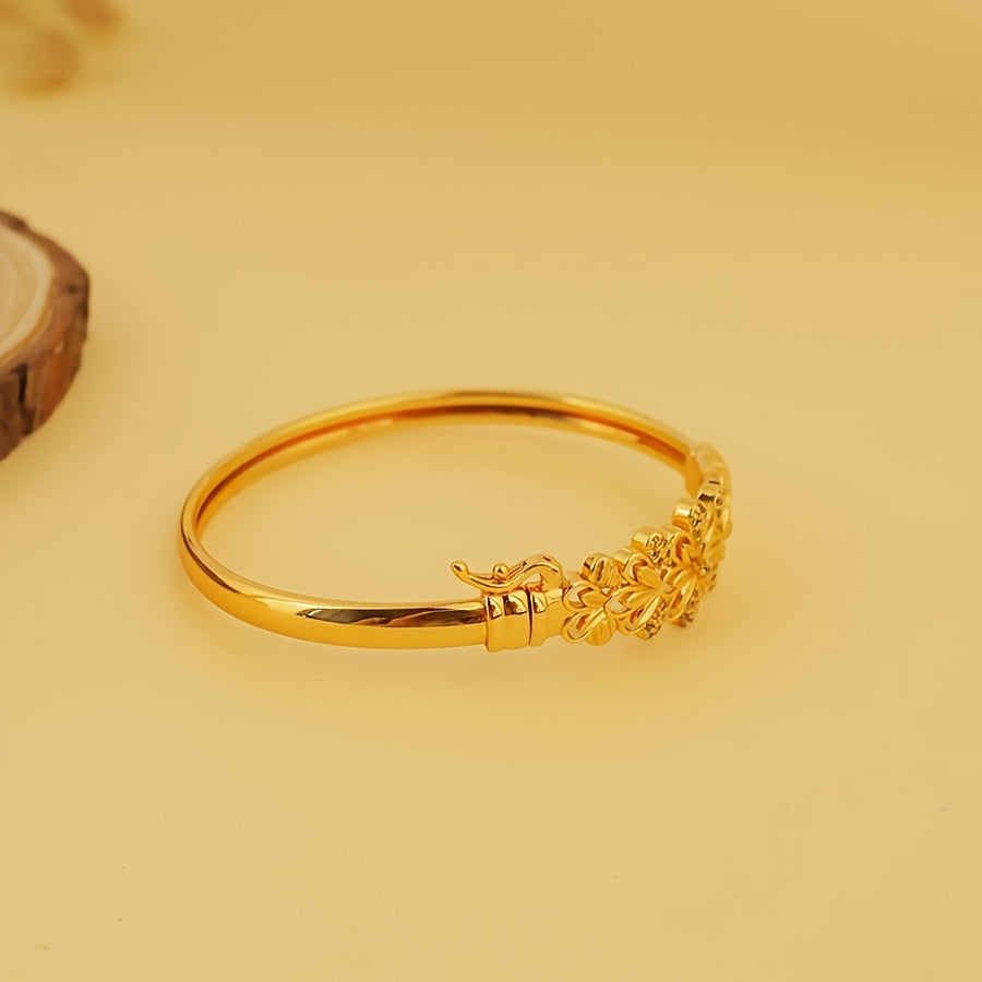 Hollow Waterproof Bangle with Cubic Zirconia Lock for Weddings and Gifts