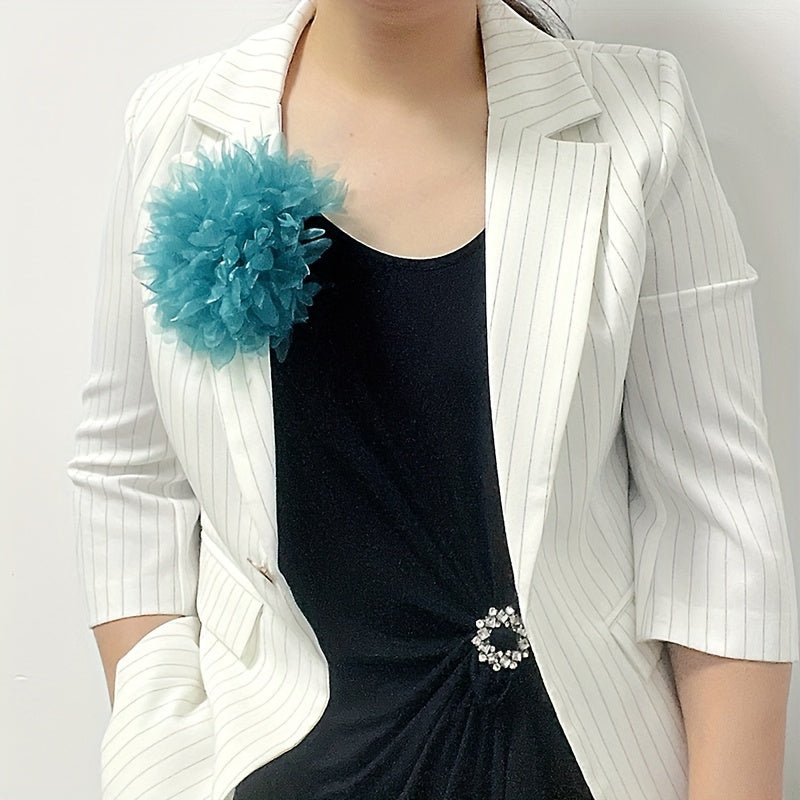 Large Handmade Floral Brooch Pin for Women Fabric Lapel Accessory for Jackets and Dresses
