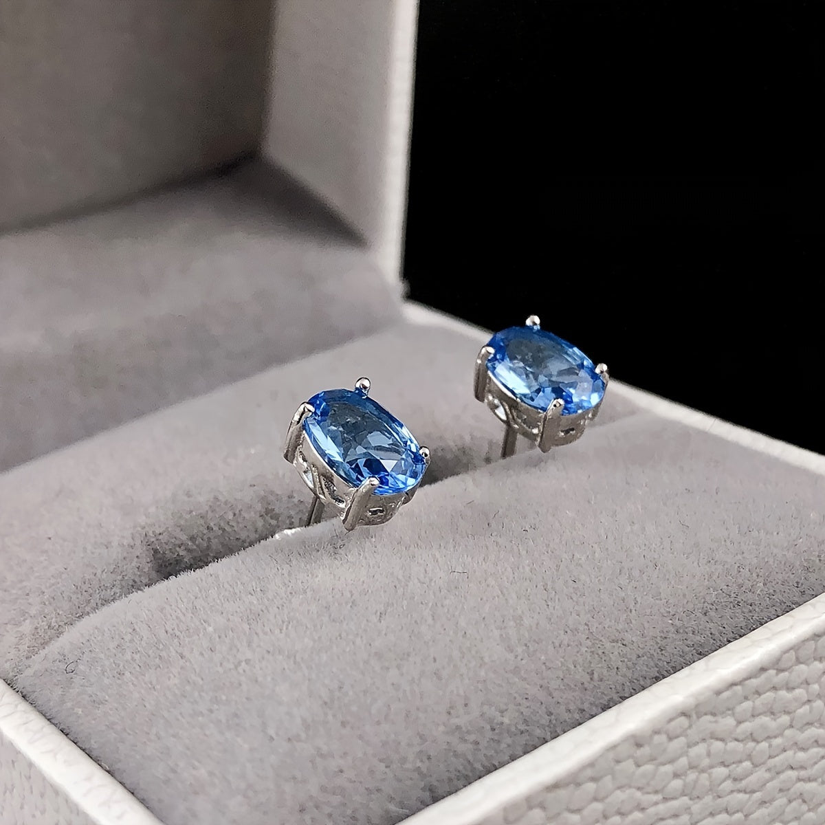 Sterling Silver March Birthstone Oval Stud Earrings for Women