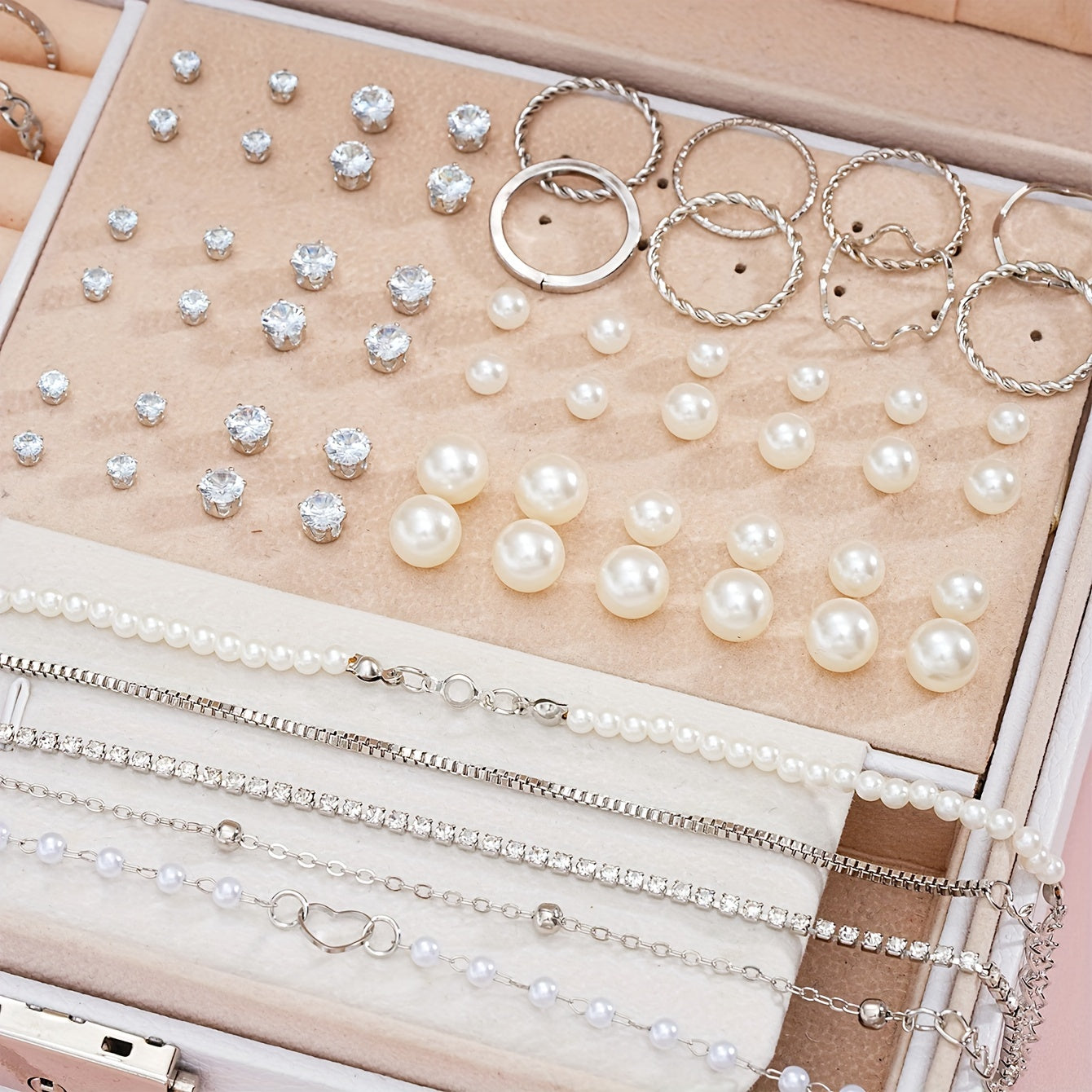 86/83 dona Elegan Vintage va Chic Soxta Marvarid Zargarlik Ayollar Uchun - Quloq bilaguzuklari, Zanjirlar va Uzuklar | Har kuni kiyish va Sevishganlar kuni, Rojdestvo va Onalar kunida sovg'a berish uchun ideal