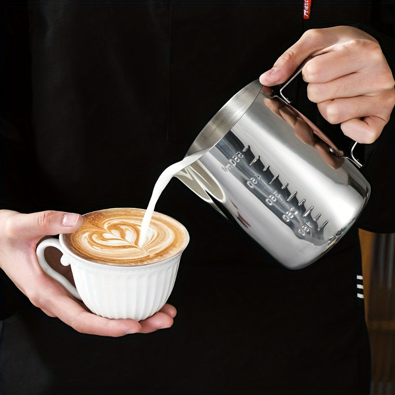 Stainless Steel Milk Frothing Pitcher with Measurement Marks for Latte Art