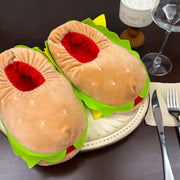 Unisex Plush Cheeseburger Slippers Non-Slip Cozy Indoor Shoes