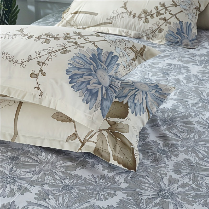 Set of Two Printed Cotton Pillowcases for Bedroom Decor