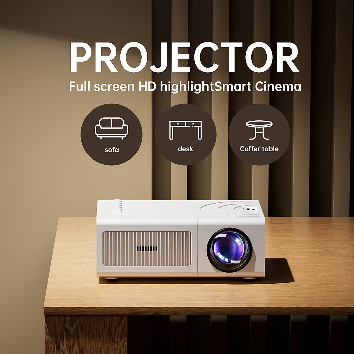 Портативный мини LED-проектор для домашнего кинотеатра с поддержкой 1080P и беспроводным дисплеем