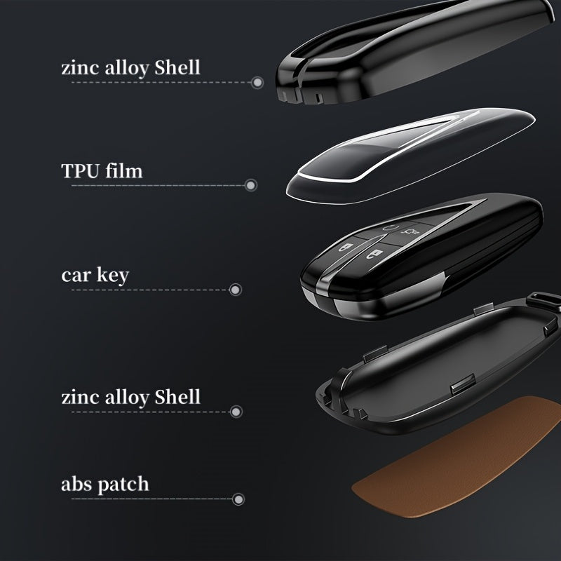 Car Key Cover Zinc Alloy Shockproof Protective Shell Dual-Tone Black Orange