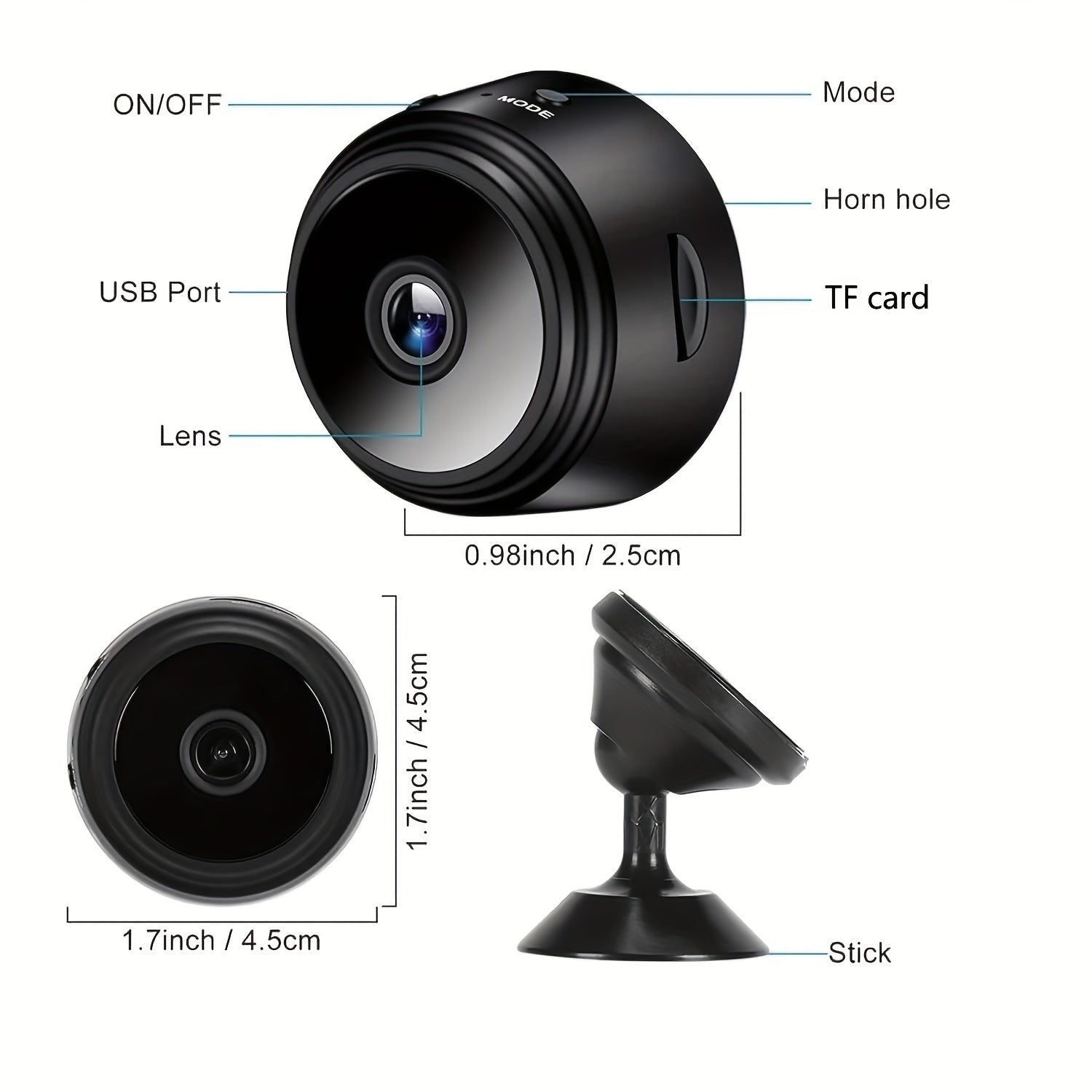 Wireless Mini Surveillance Camera 2.4Ghz Wifi Indoor Outdoor Battery Powered with Mobile Remote Viewing