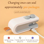 Qo‘l bosimli plastik paket yopgich bilan mini snack yopish mashinasi, qayta to‘ldiriladigan litiy batareya, USB zaryadlash, 36V maksimal kuchlanish, 300mAh quvvat, oshxona uchun ideal qurilma.