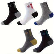 Men's Athletic Crew Socks 5 Pairs Moisture-Wicking Sweat-Resistant Polyester Spandex