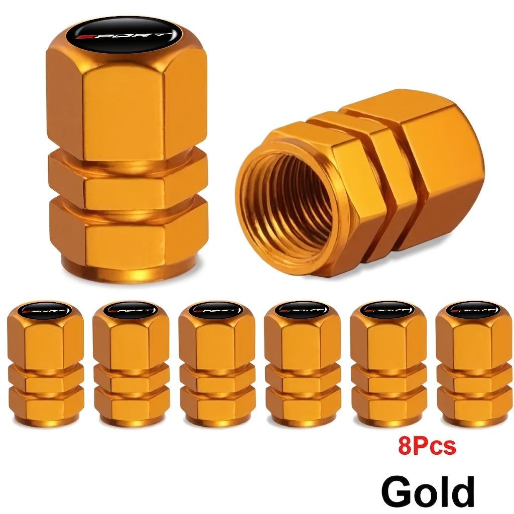 Aluminum Valve Caps Set for Cars and Motorcycles, Sport Pattern, 4/8/12 Pieces