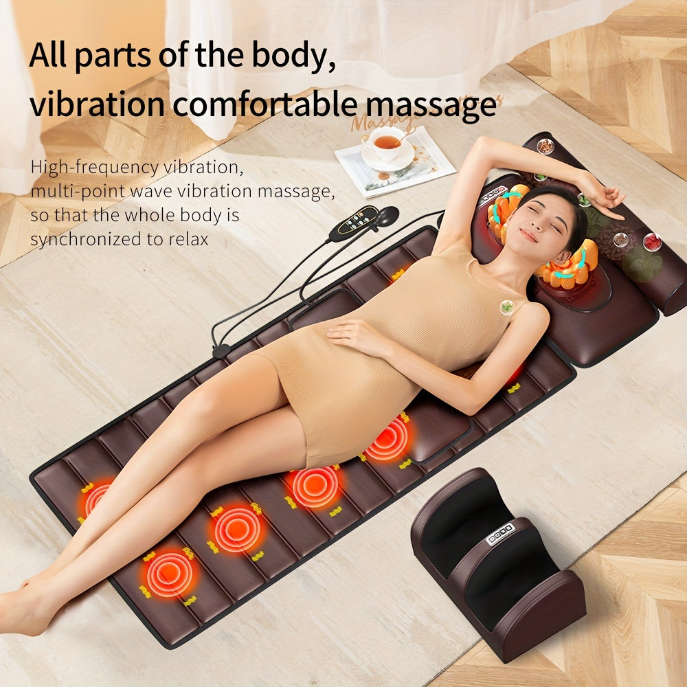 Full Body Massage Mat with 10 Vibrating Nodes Infrared Heat Adjustable Pillows Ergonomic Design