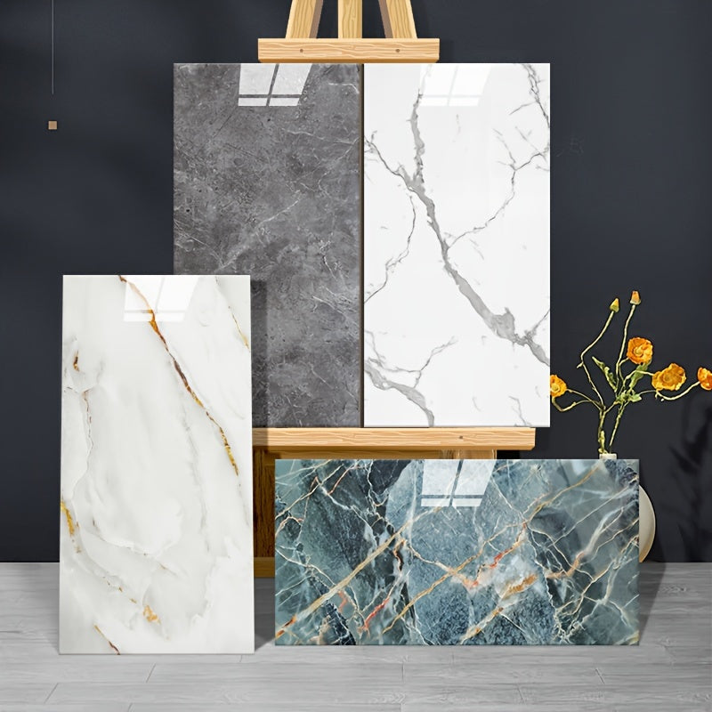 Marble Effect Self-Adhesive Wall Tiles Vinyl Waterproof Easy to Clean for Bathroom Kitchen Living Room Bedroom Pack of 10 20 or 50