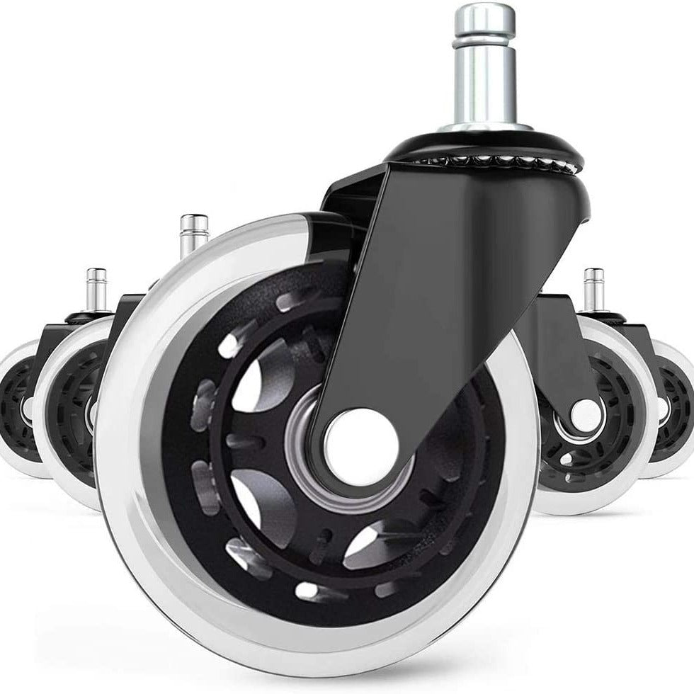 3-дюймовые черные прозрачные резиновые поворотные колеса для офисных кресел с бесшумными колесами