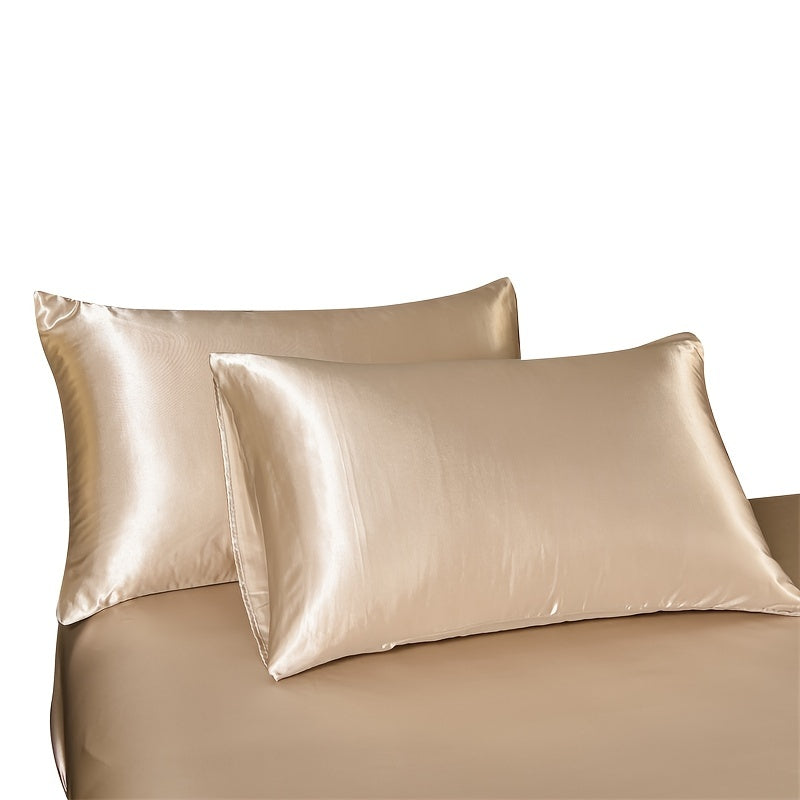 Juego de 4 sábanas de satén para ropa de cama incluye sábana superior, sábana ajustable y fundas de almohada, lujoso dormitorio, habitación de invitados