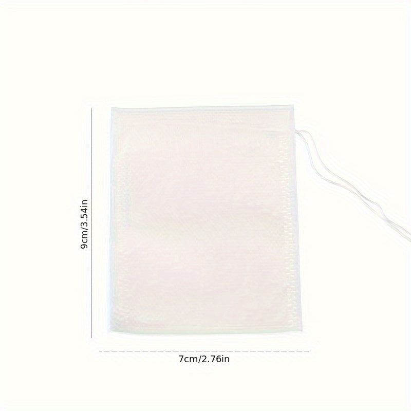 100 Disposable Non-Woven Drawstring Tea Bags for Brewing and Straining