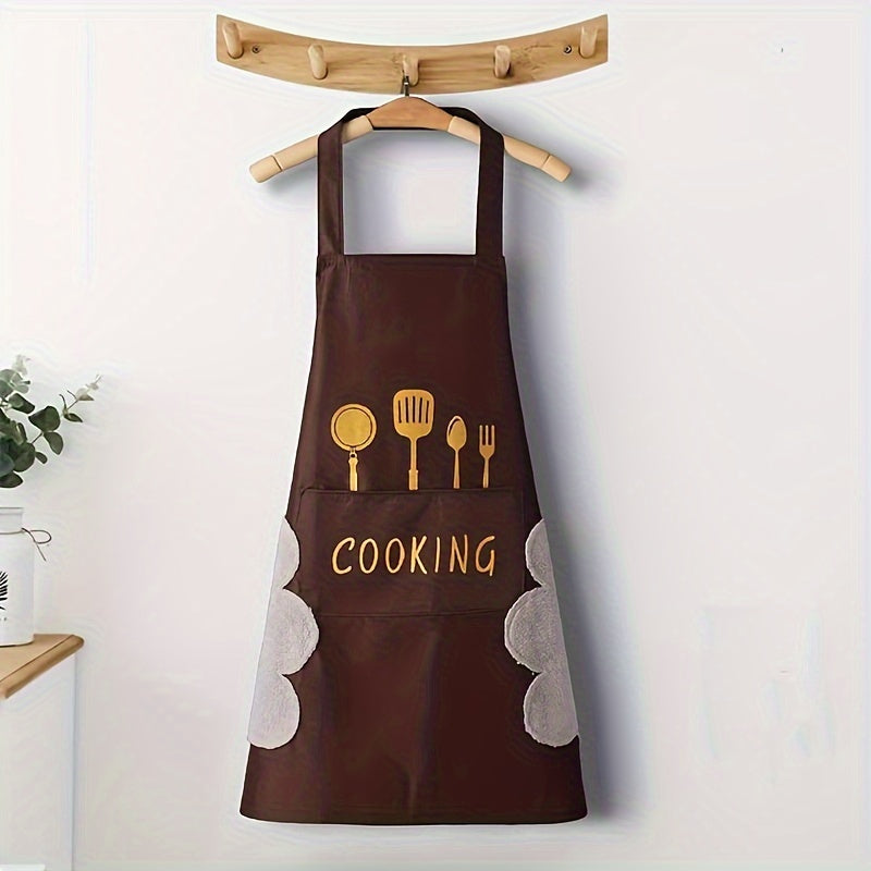 Delantal de poliéster impermeable para cocinar y tareas domésticas con diseño en la cintura
