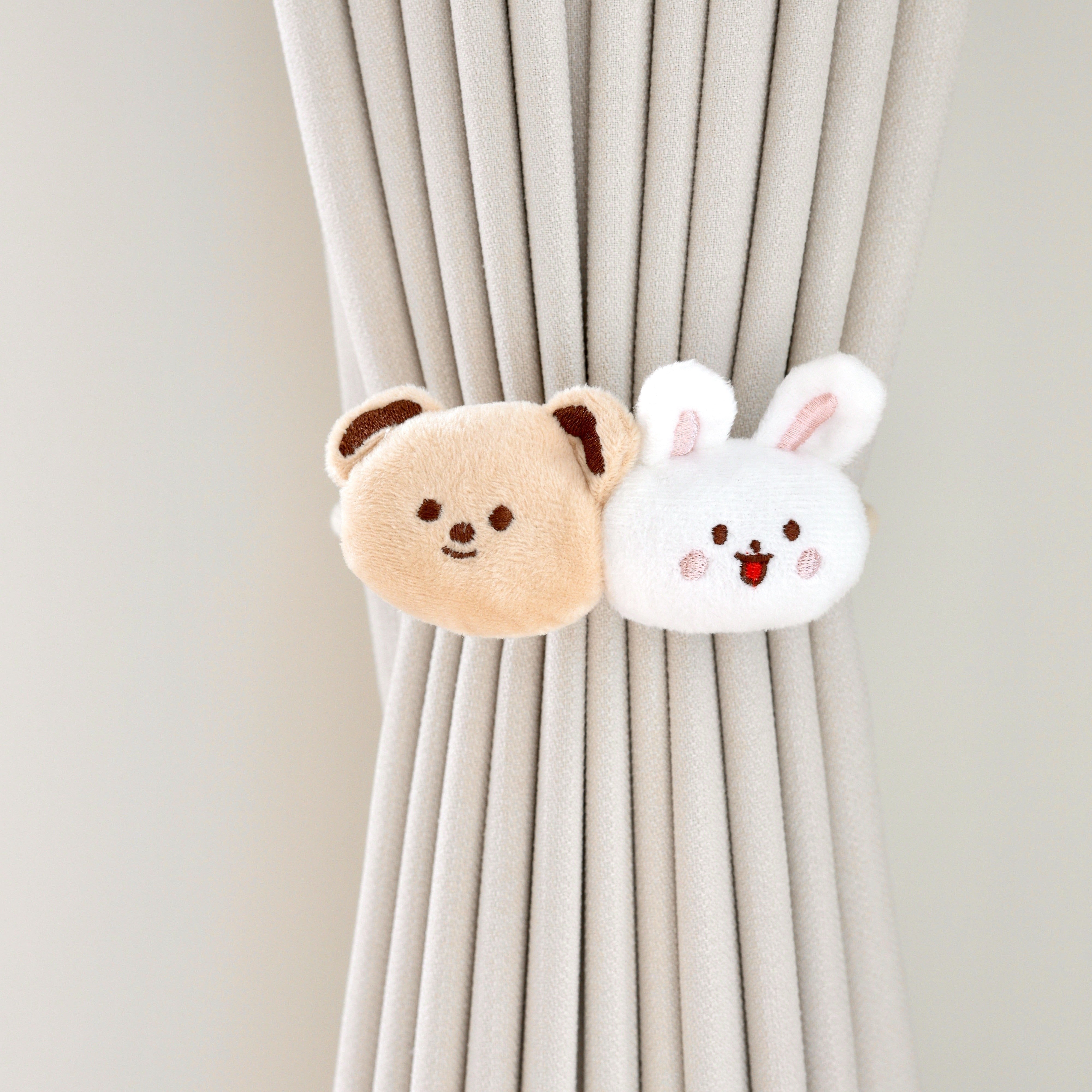 Children's Cartoon Curtain Tiebacks with Little Bear and Rabbit Design