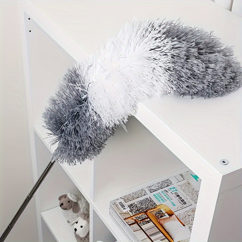 Electrostatic Duster with Extendable Pole and Washable Head for High Surfaces Furniture and Car Cleaning